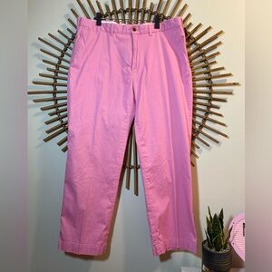 Polo Golf Pink Cotton Twill Chino Pants with Stretch Flat Front Preppy 38 x 30